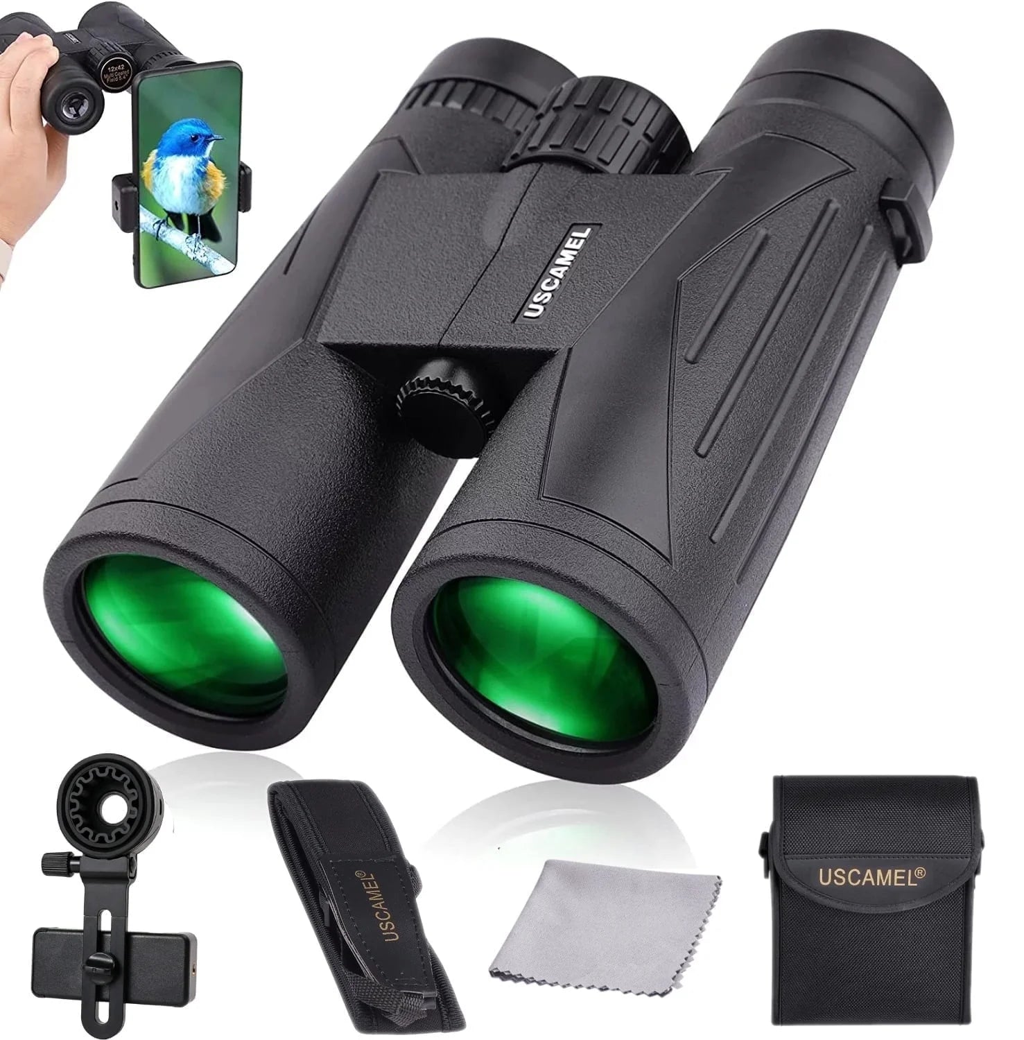 12X42 Binoculars for Adults & Kids, High-Powered Binoculars Waterproof Optics with Low-Light Night Vision for Bird Watching and Outdoor Activities