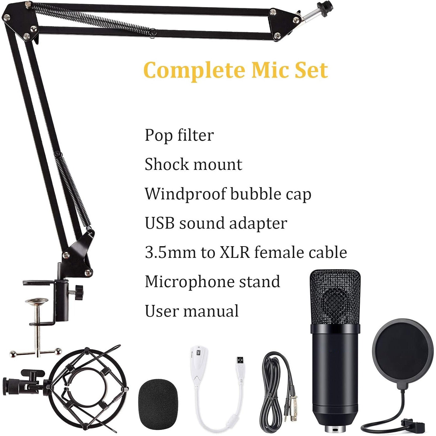 Professional Studio Recording Microphone Condenser Mic for Streaming Podcasting