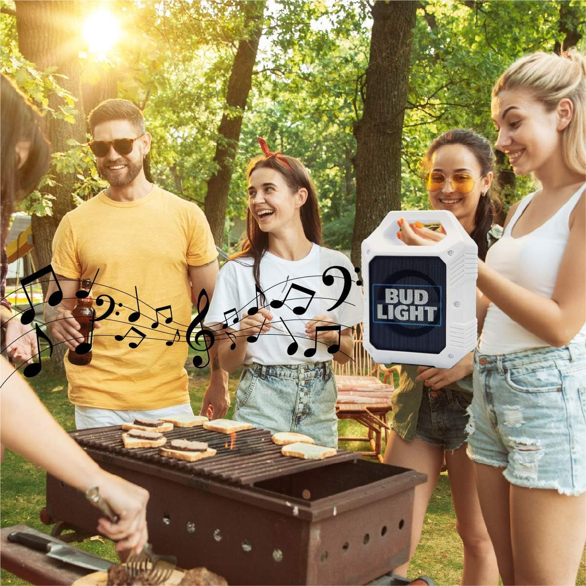 Bud Light Portable Bluetooth Wireless Speaker with Led Lighting 1200Mah Rechargeable Battery Premium Bass & Clear Music Zero Distortion Connect with USB TF Card