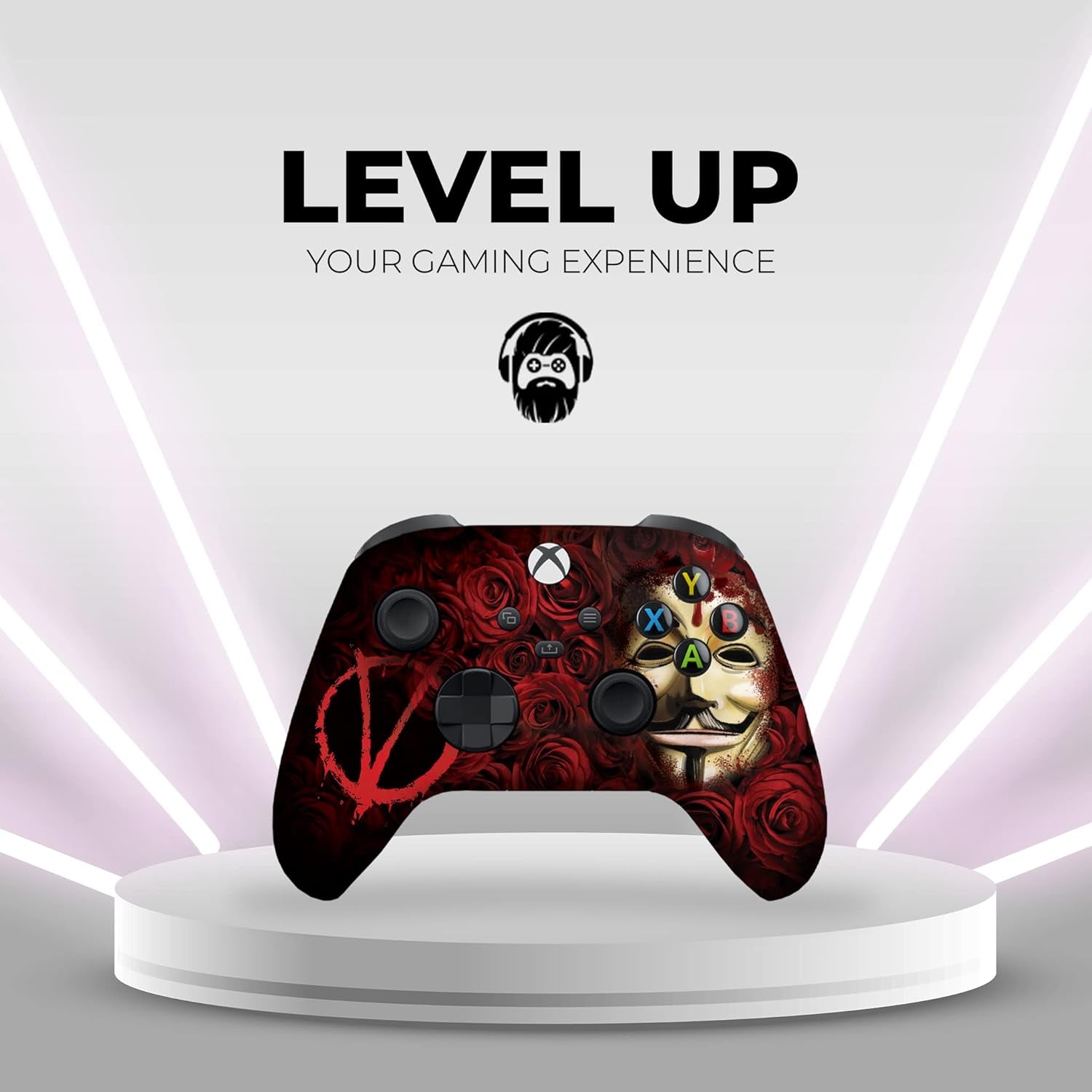V for Venddeta Custom X-Box Controller Wireless Compatible with X-Box One/Series X/S Proudly Customized in USA with Permanent HYDRO-DIP Printing(Not JUST a SKIN) (MODDED)