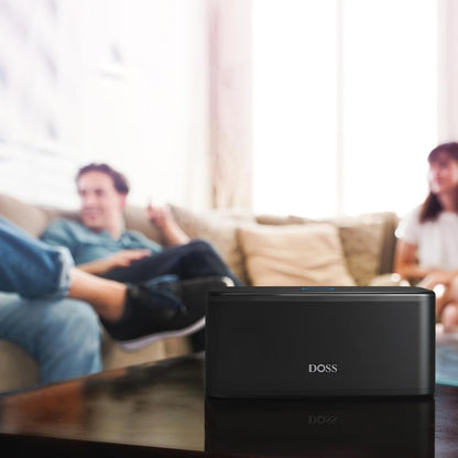 Soundbox plus Bluetooth Speaker with Superior Sound, Bluetooth 5.0, Wireless Stereo Pairing, Built-In Mic, 20H Playtime, Portable for Hking, Beach, Camping. Outdoor, Home - Black. Upgrade Version
