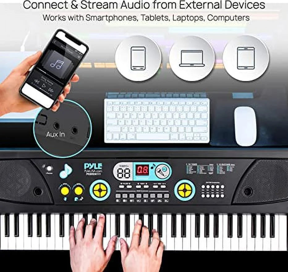 PKBRD6111 Electronic 2-In-1 Streaming Karaoke Portable Piano Keyboard