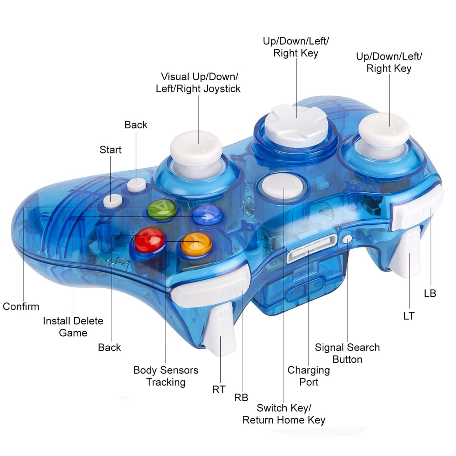 2.4GHZ Wireless Controller for Xbox 360 Controller, Wireless Remote Joystick Gamepad with USB Receiver Adapter for Xbox 360&360 Slim/Pc Windows 10 8 11 Blue