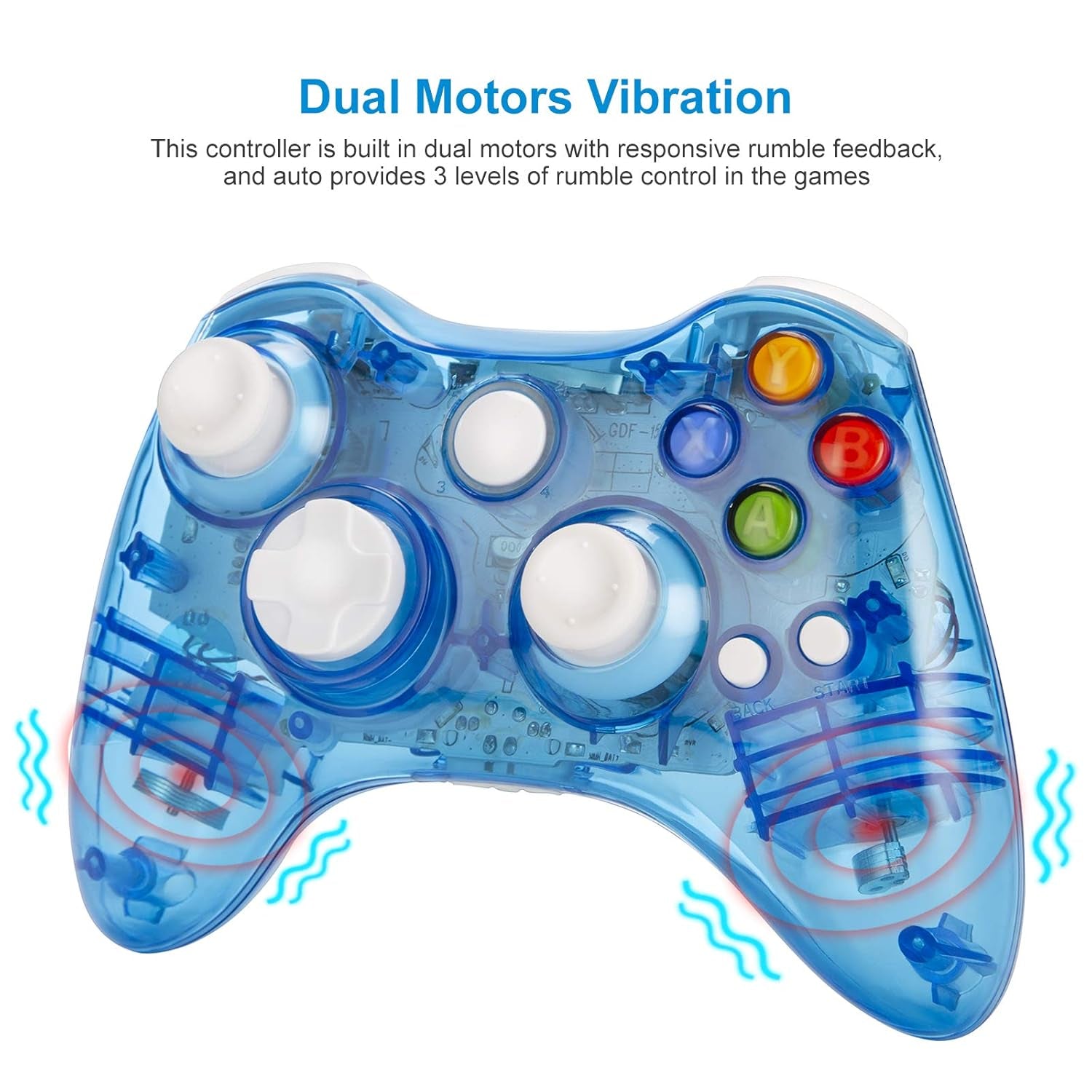 2.4GHZ Wireless Controller for Xbox 360 Controller, Wireless Remote Joystick Gamepad with USB Receiver Adapter for Xbox 360&360 Slim/Pc Windows 10 8 11 Blue