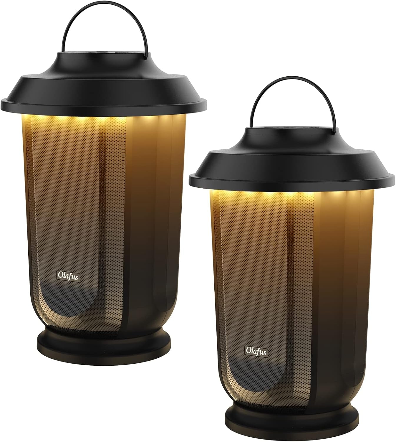 Outdoor Bluetooth Speakers 2 Packs, 40W True Wireless Stereo Patio Speaker Dual Pairing Lantern Speaker, 20 Warm White LED, Rich Bass for Garden Yard Camping