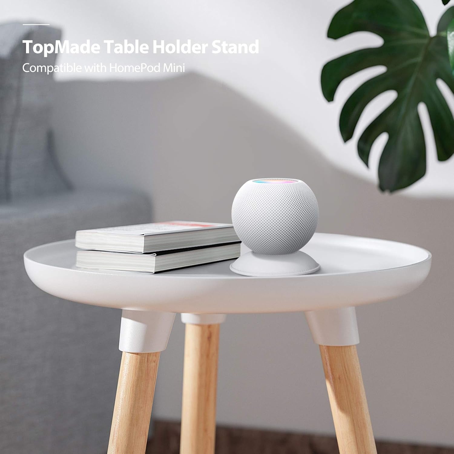Homepod Mini Stand, Leather Desktop Bracket Scratch Free anti Slip Pad for Apple Homepod Mini - an Space Saving Accessory (Gray)