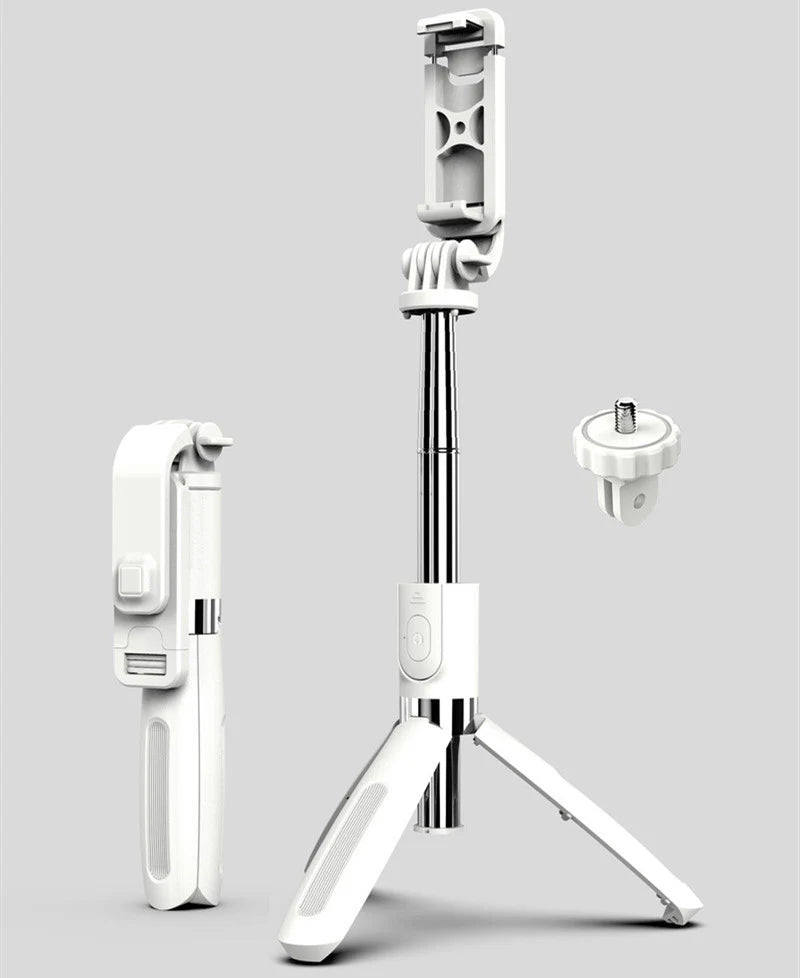 Universal Bluetooth Selfie Stick for Apple, Adjustable Tripod Stand with Live Streaming Mount for Mobile Devices