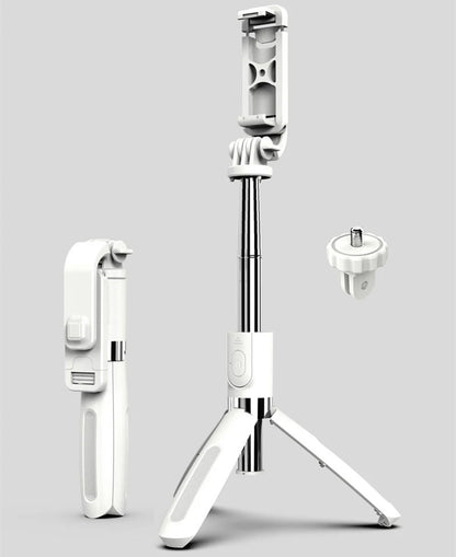 Universal Bluetooth Selfie Stick for Apple, Adjustable Tripod Stand with Live Streaming Mount for Mobile Devices
