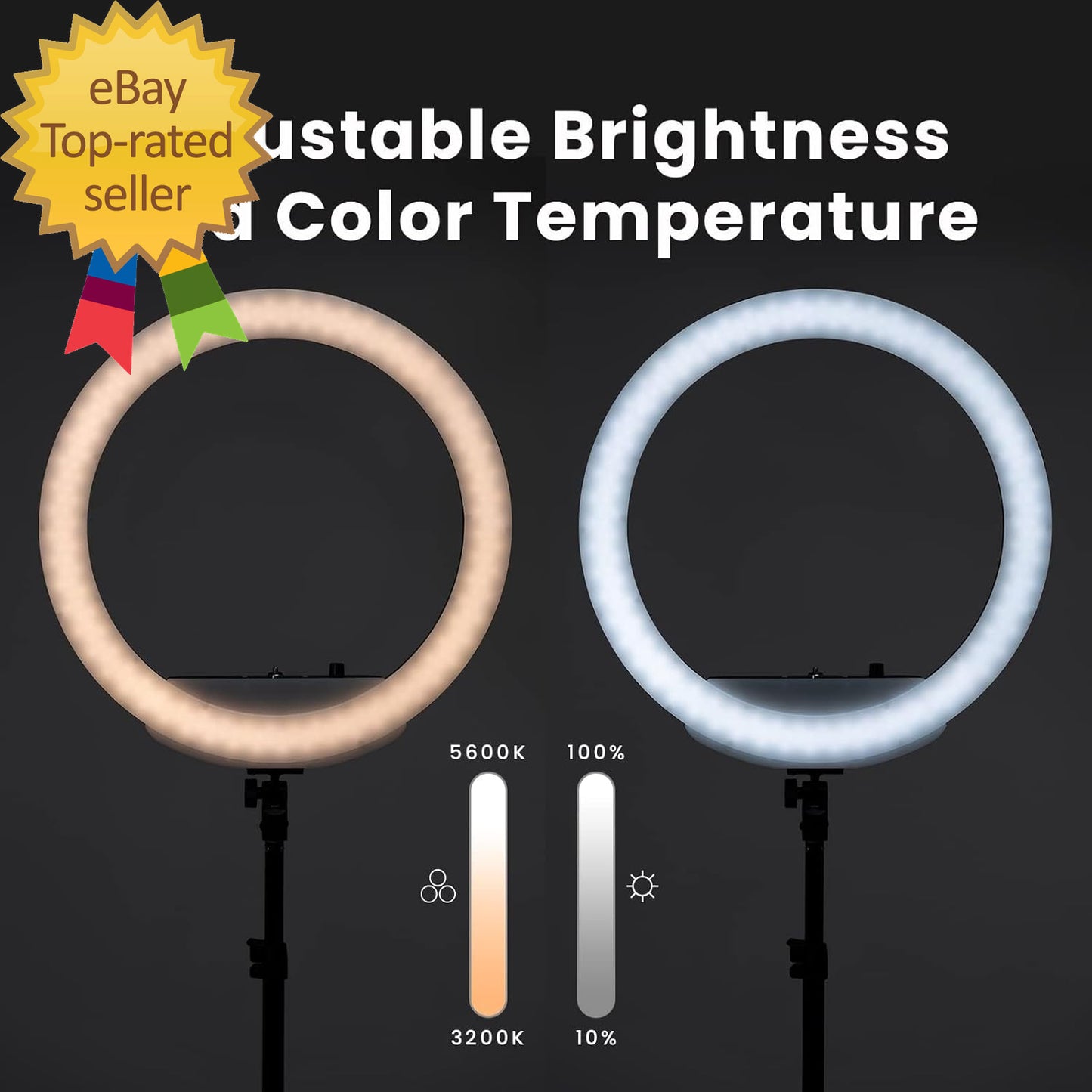 LED Ring Light for Videos, Selfies, Live Streaming 18” Circle Light with Stand