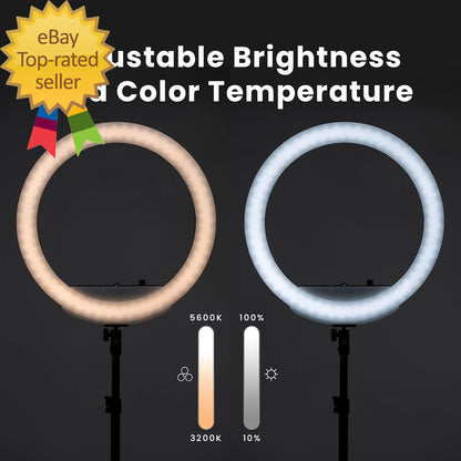 LED Ring Light for Videos, Selfies, Live Streaming 18” Circle Light with Stand