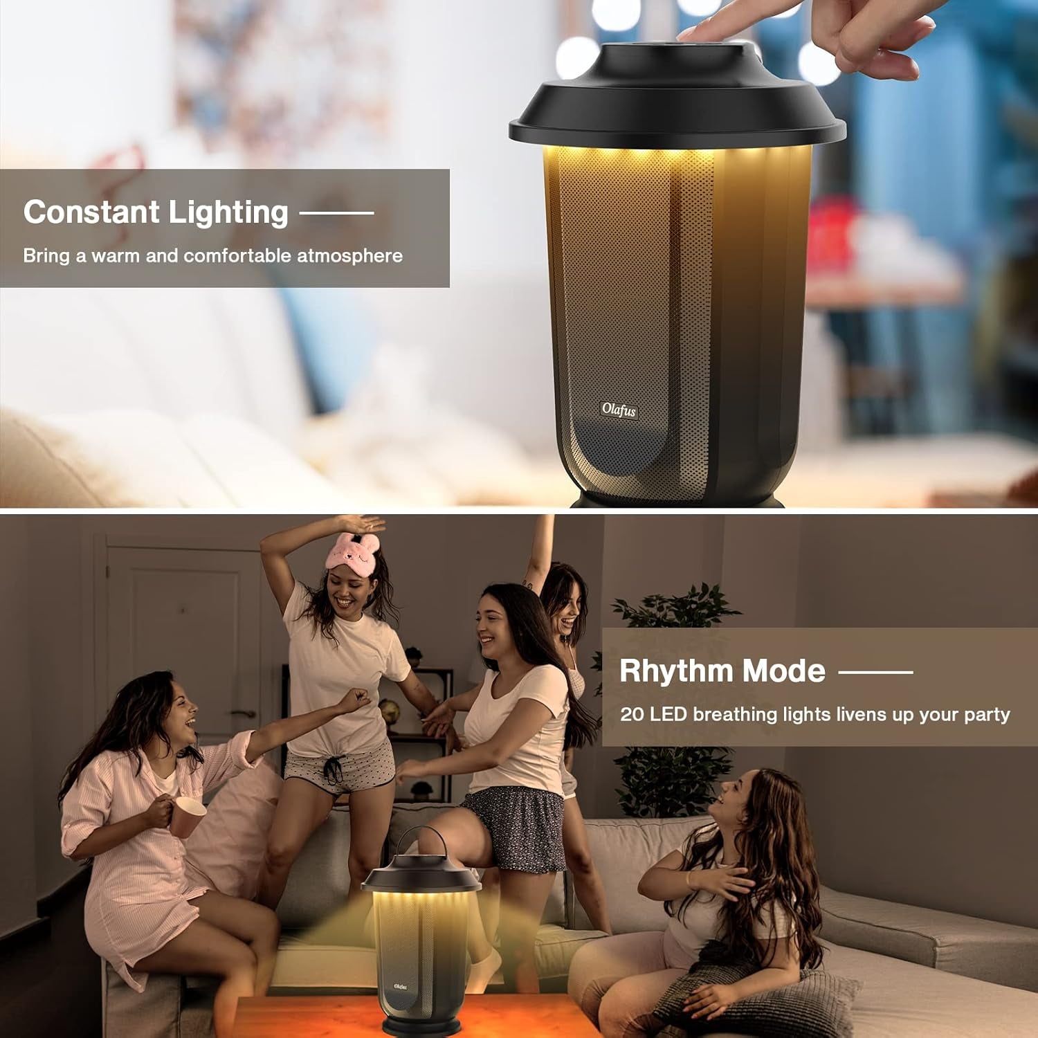 Outdoor Bluetooth Speakers 2 Packs, 40W True Wireless Stereo Patio Speaker Dual Pairing Lantern Speaker, 20 Warm White LED, Rich Bass for Garden Yard Camping
