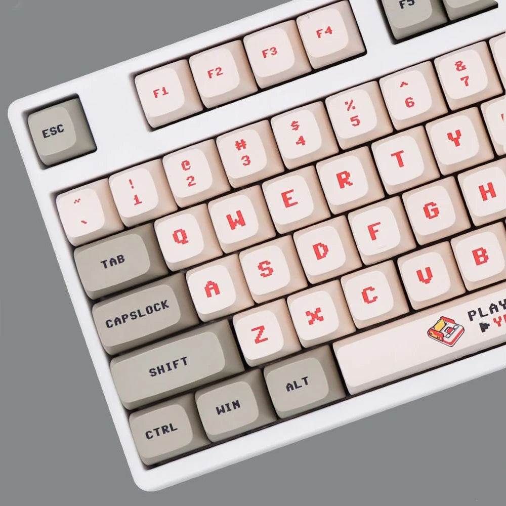 138 Keys Anime Retro Red and White Machine Keycaps Dye Sub PBT XDA Profile for MX Switch DIY Ducky Game Mechanical Keyboard