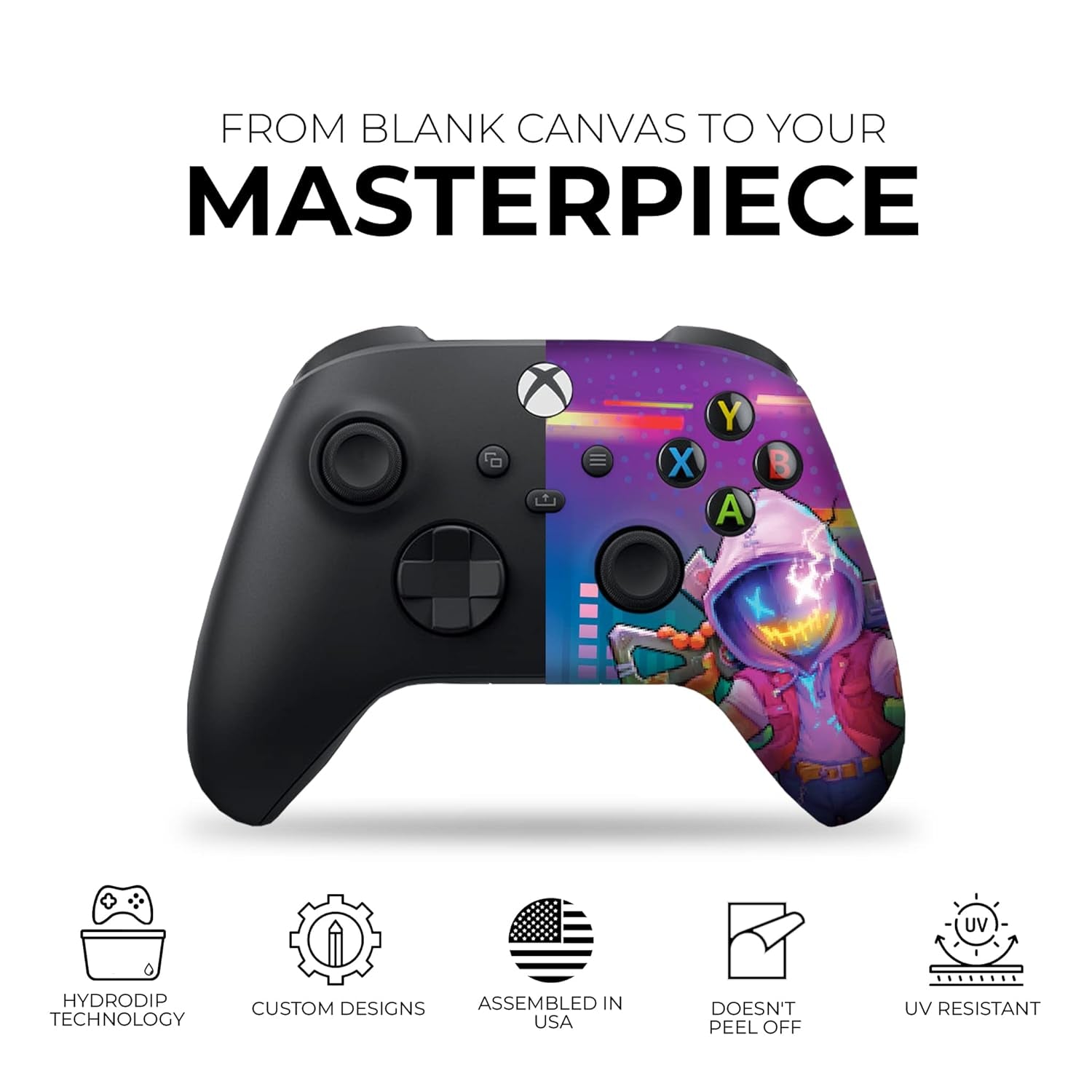 Neonabyss Custom X-Box Controller Wireless Compatible with X-Box One/Series X/S Proudly Customized in USA with Permanent HYDRO-DIP Printing (NOT JUST a SKIN)
