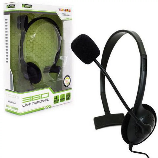 Live Chat Headset with Boom Microphone for Microsoft XBOX 360, Black