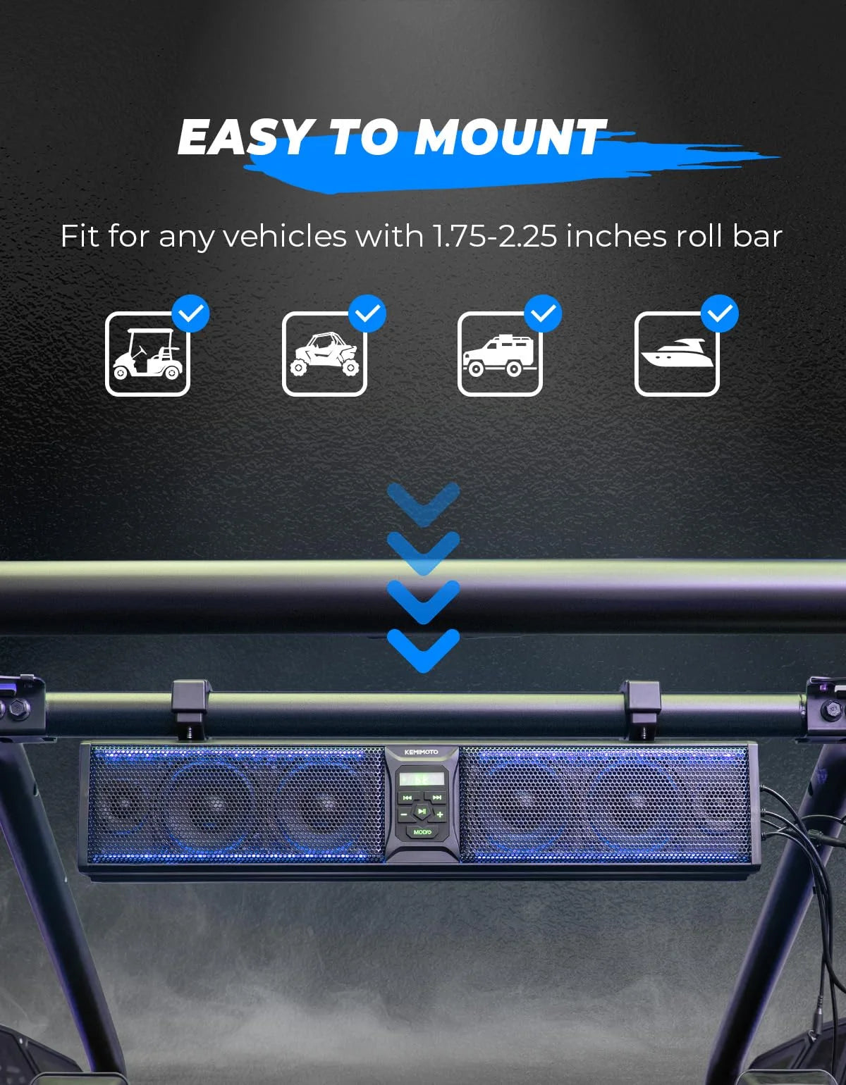 B0117-01801BK 26'' RGB ATV UTV Sound Bar Bluetooth Vehicle Speakers
