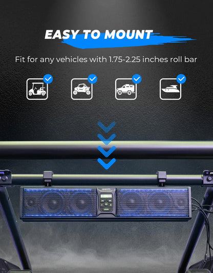B0117-01801BK 26'' RGB ATV UTV Sound Bar Bluetooth Vehicle Speakers