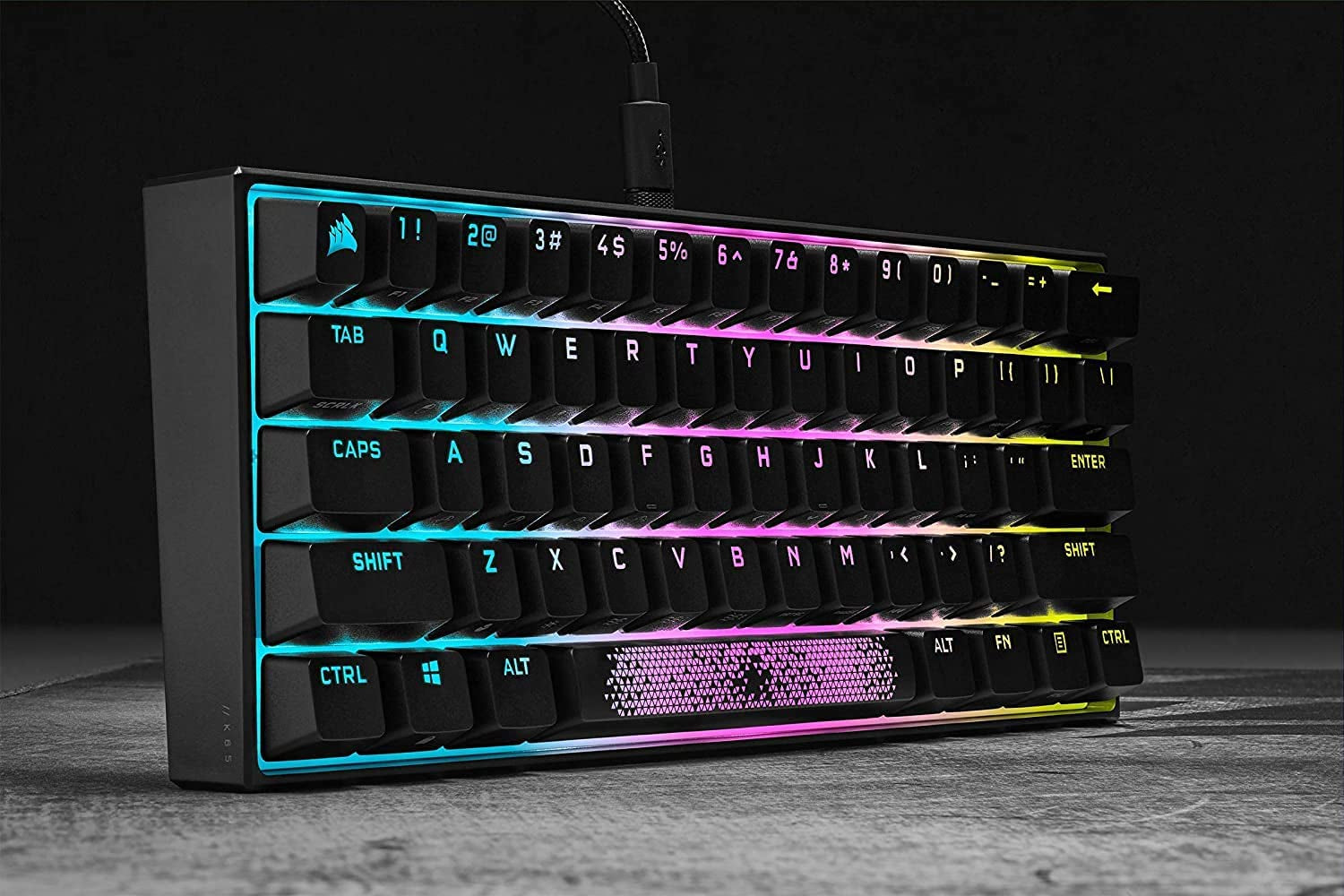 K65 RGB MINI 60% Mechanical Gaming Keyboard (Customizable Per-Key RGB Backlighting, CHERRY MX Speed Mechanical Keyswitches, Detachable USB Type-C Cable, AXON Hyper-Processing Technology) Black