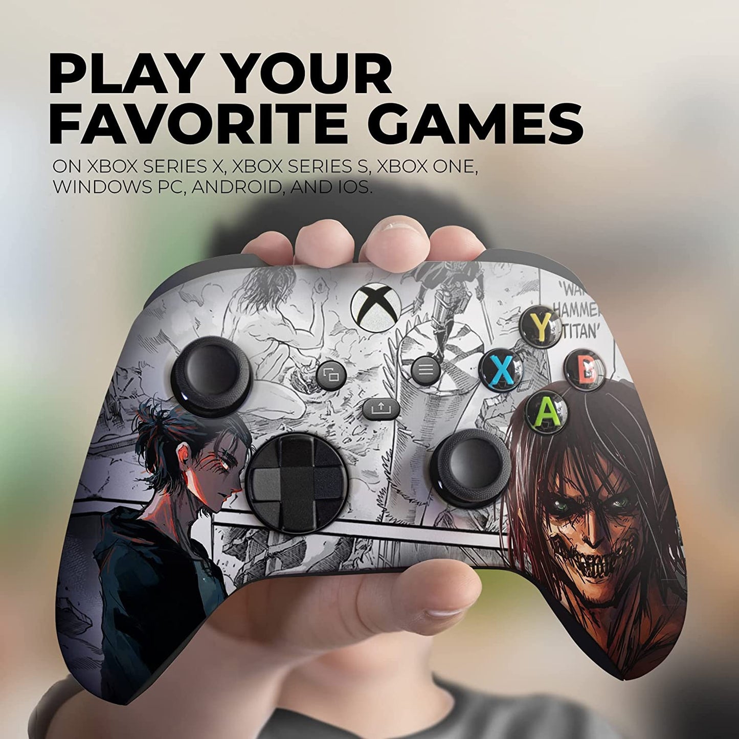 Attackk on Titan Custom X-Box Controller Wireless Compatible with X-Box One/X-Box Series X/S by  | Proudly Customized in USA with Permanent HYDRO-DIP Printing(Not JUST a SKIN) (MODDED)