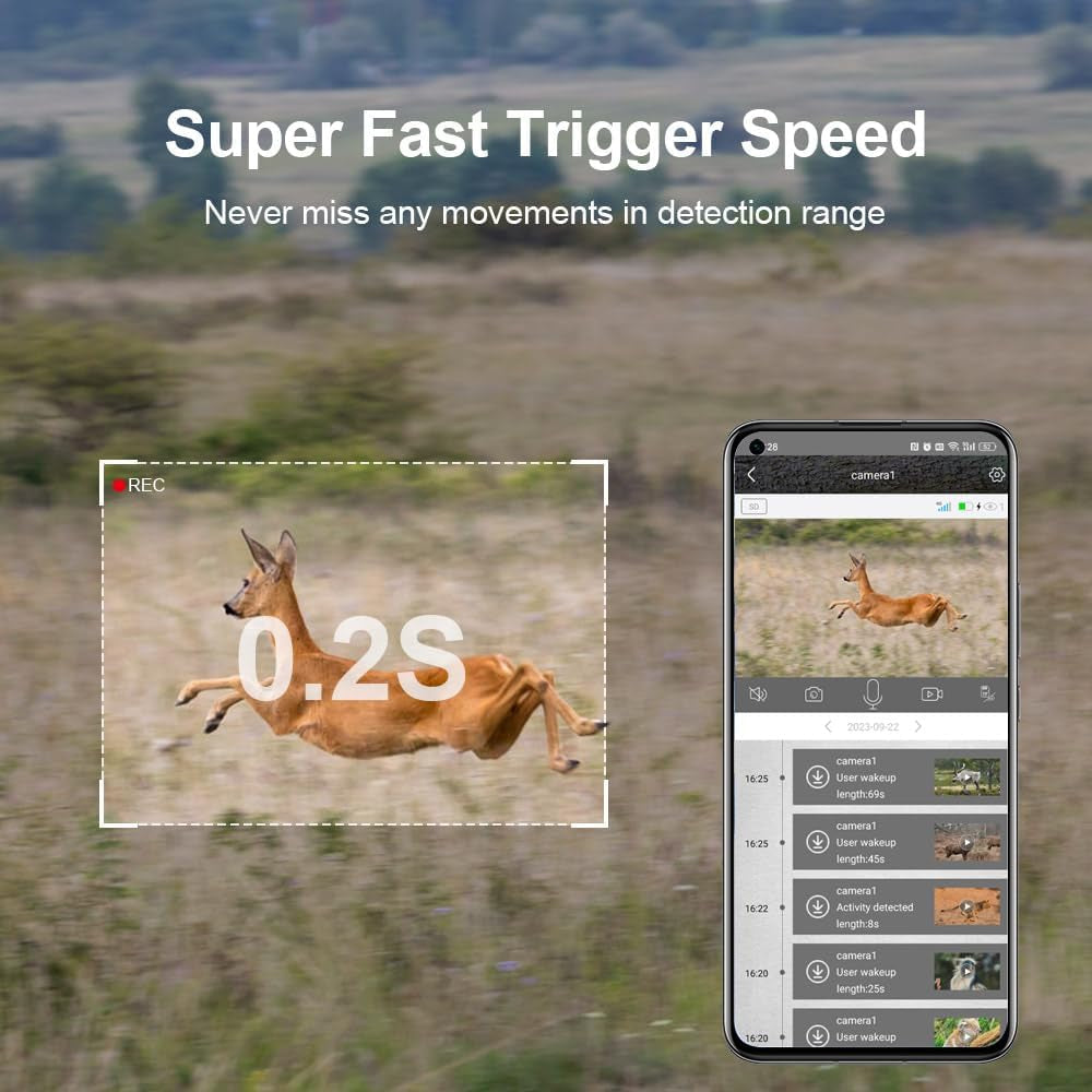4G LTE Cellular Trail Cameras, 2K HD Live Streaming, Solar Powered Wildlife Game