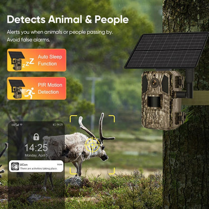 4G LTE Cellular Trail Cameras, 2K HD Live Streaming, Solar Powered Wildlife Game