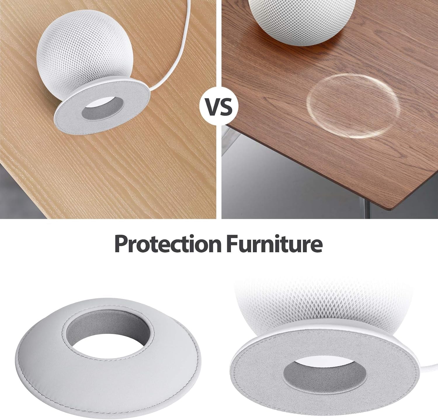 Homepod Mini Stand, Leather Desktop Bracket Scratch Free anti Slip Pad for Apple Homepod Mini - an Space Saving Accessory (Gray)