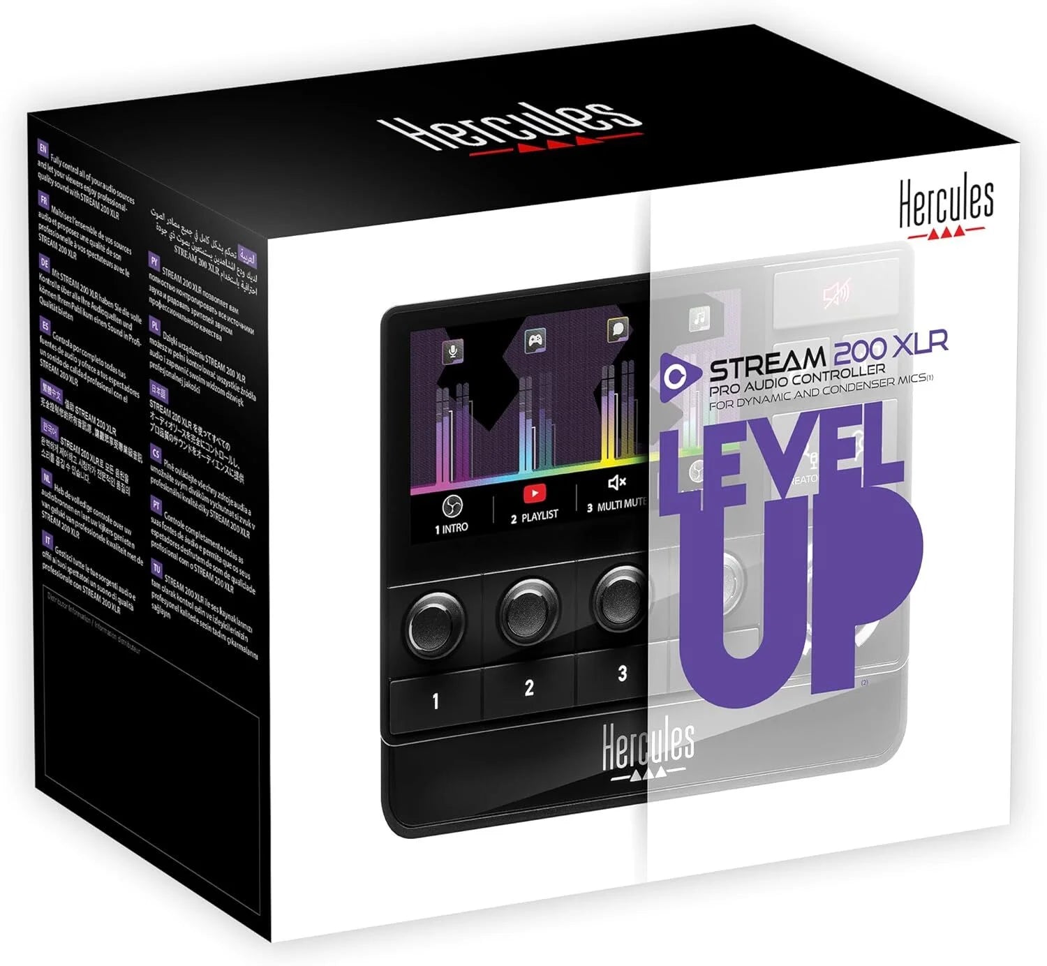 Stream 200 XLR, Pro Audio Mixer for Advanced Content Creators, Streaming, and Gaming, with XLR Mic Pre-Amp, LCD Screen, 4 Actions Buttons and Customizable Interface. Compatible with PC