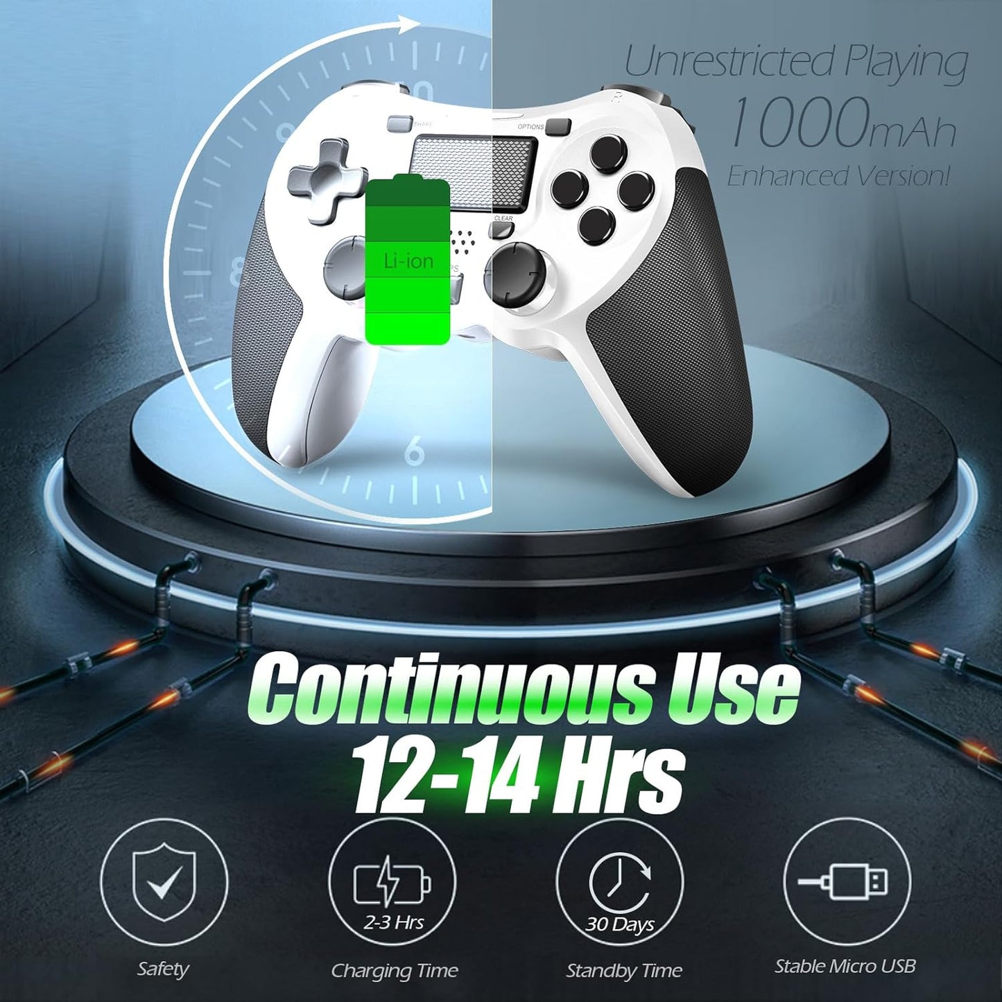 Wireless Controllers Compatible with Play-Station 4 Game Controllers for PS-4 Pro/Ps-4 Slim, Built-In Speaker & Stereo Headset Jack Multitouch Pad Rechargeable Lithium Battery