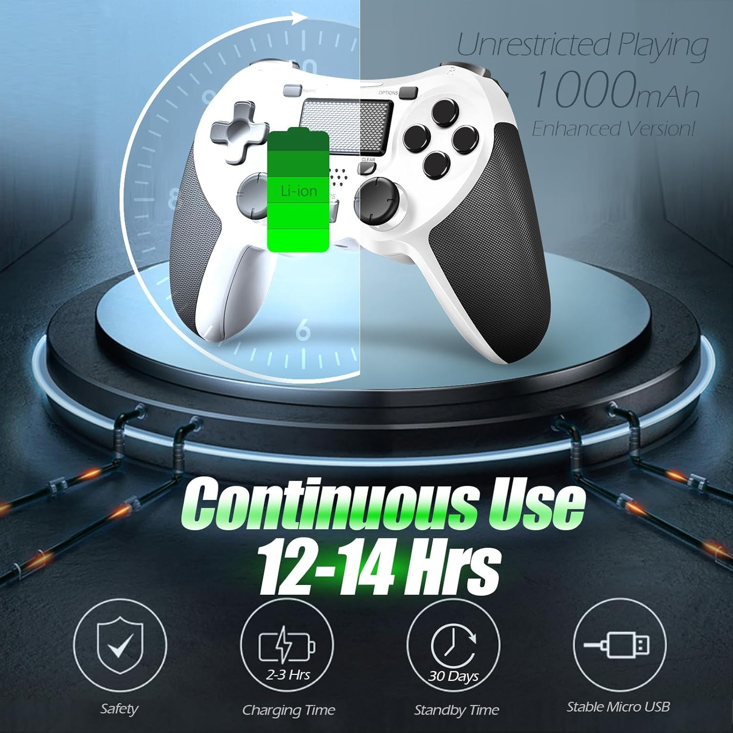 Wireless Controllers Compatible with Play-Station 4 Game Controllers for PS-4 Pro/Ps-4 Slim, Built-In Speaker & Stereo Headset Jack Multitouch Pad Rechargeable Lithium Battery