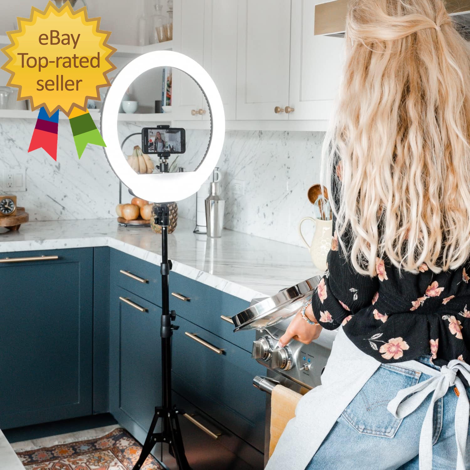 LED Ring Light for Videos, Selfies, Live Streaming 18” Circle Light with Stand