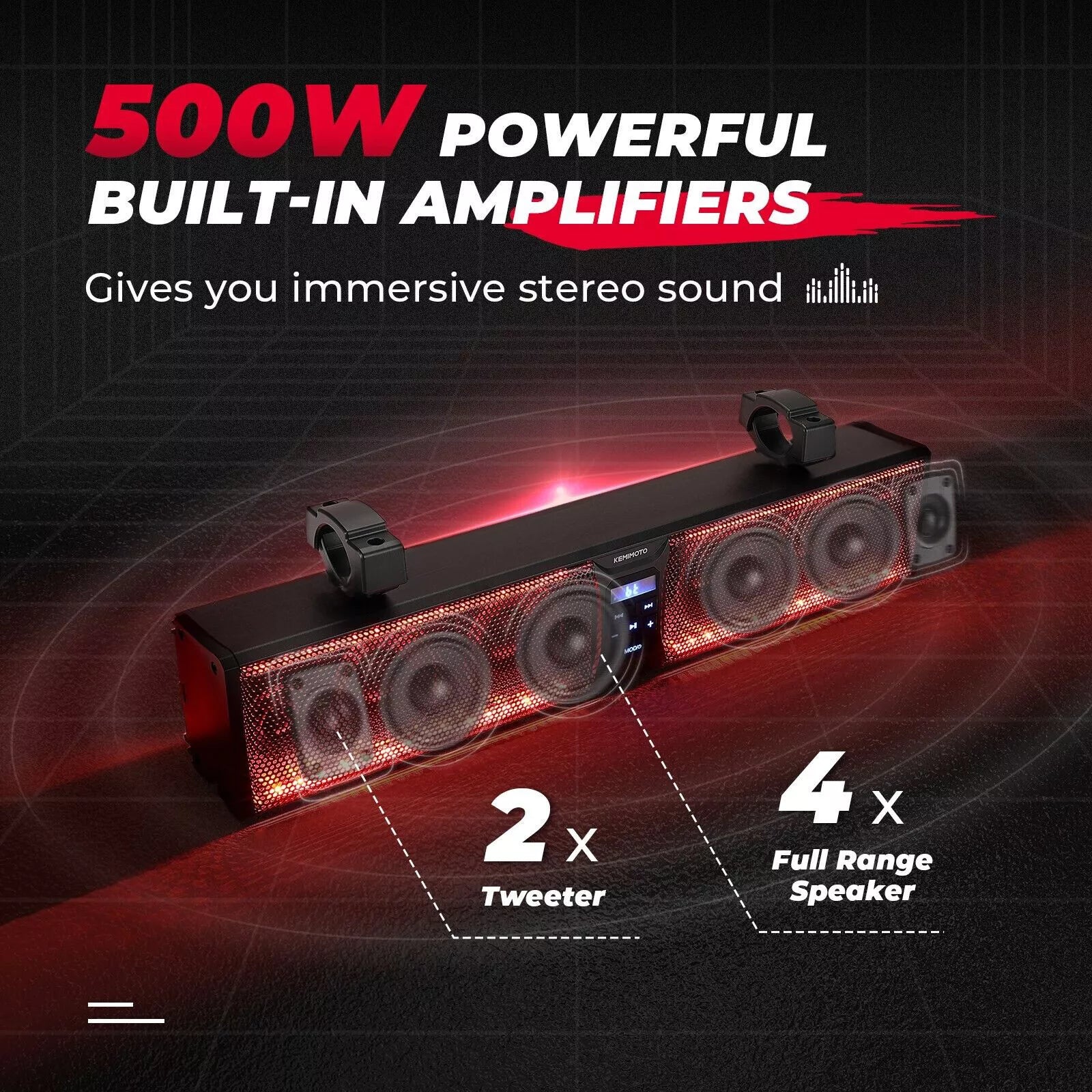 B0117-01801BK 26'' RGB ATV UTV Sound Bar Bluetooth Vehicle Speakers