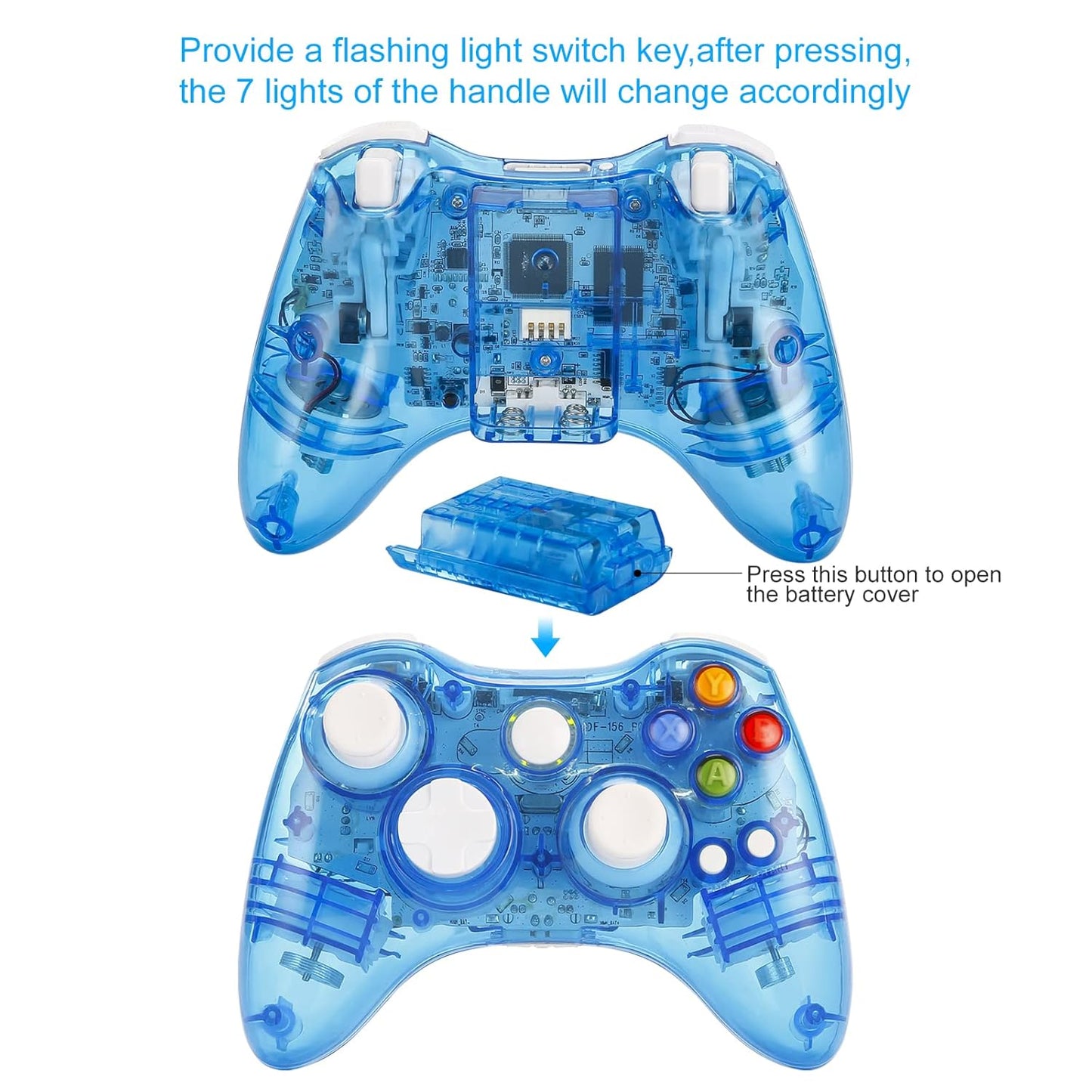 2.4GHZ Wireless Controller for Xbox 360 Controller, Wireless Remote Joystick Gamepad with USB Receiver Adapter for Xbox 360&360 Slim/Pc Windows 10 8 11 Blue