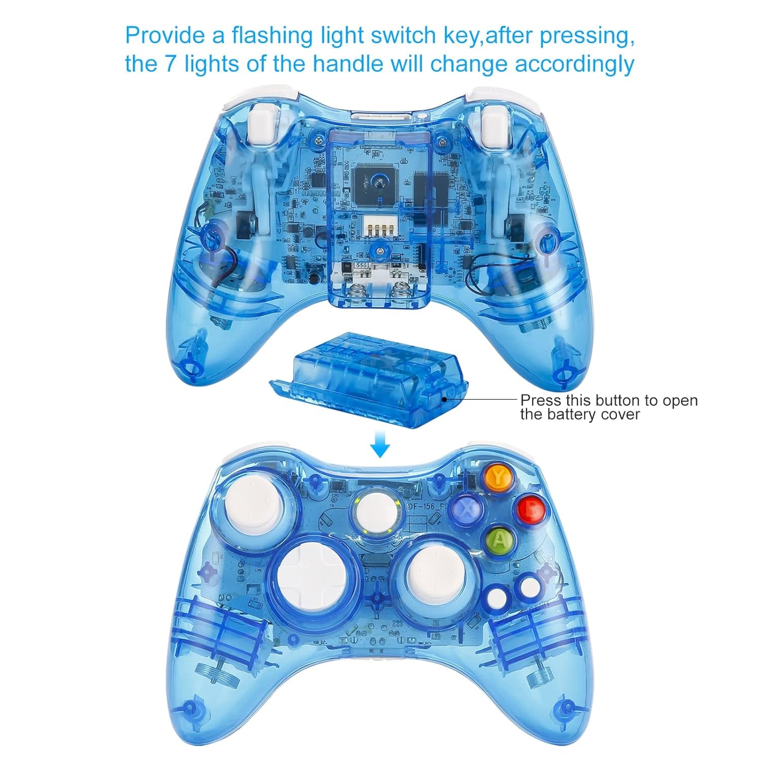 2.4GHZ Wireless Controller for Xbox 360 Controller, Wireless Remote Joystick Gamepad with USB Receiver Adapter for Xbox 360&360 Slim/Pc Windows 10 8 11 Blue