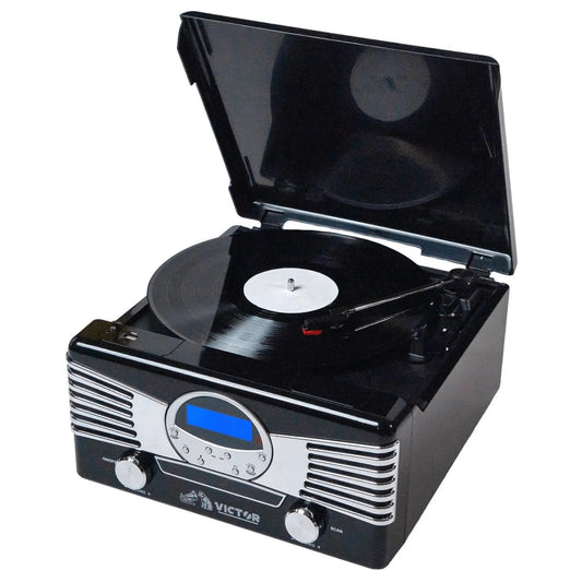 Victor Diner 7-In-1 Turntable Music Center with CD & MP3 Player and Bluetooth Function