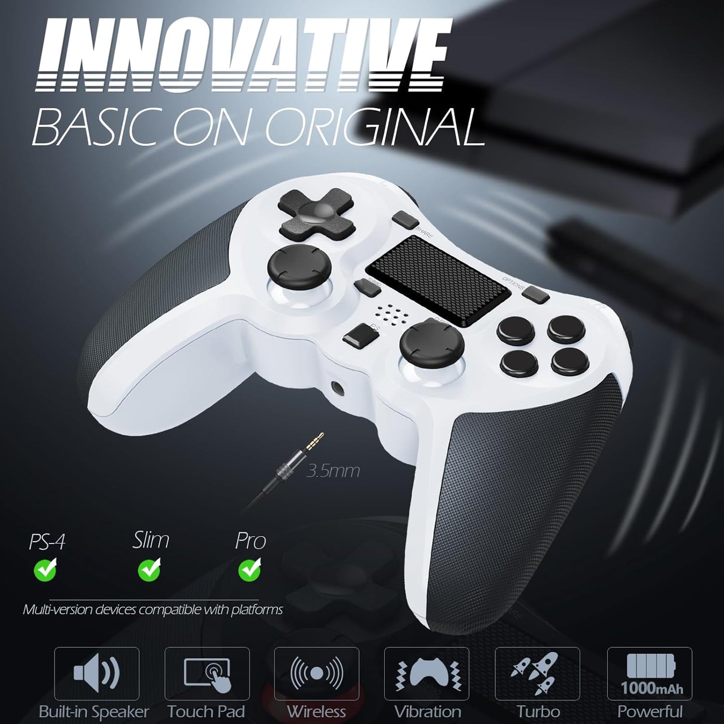 Wireless Controllers Compatible with Play-Station 4 Game Controllers for PS-4 Pro/Ps-4 Slim, Built-In Speaker & Stereo Headset Jack Multitouch Pad Rechargeable Lithium Battery