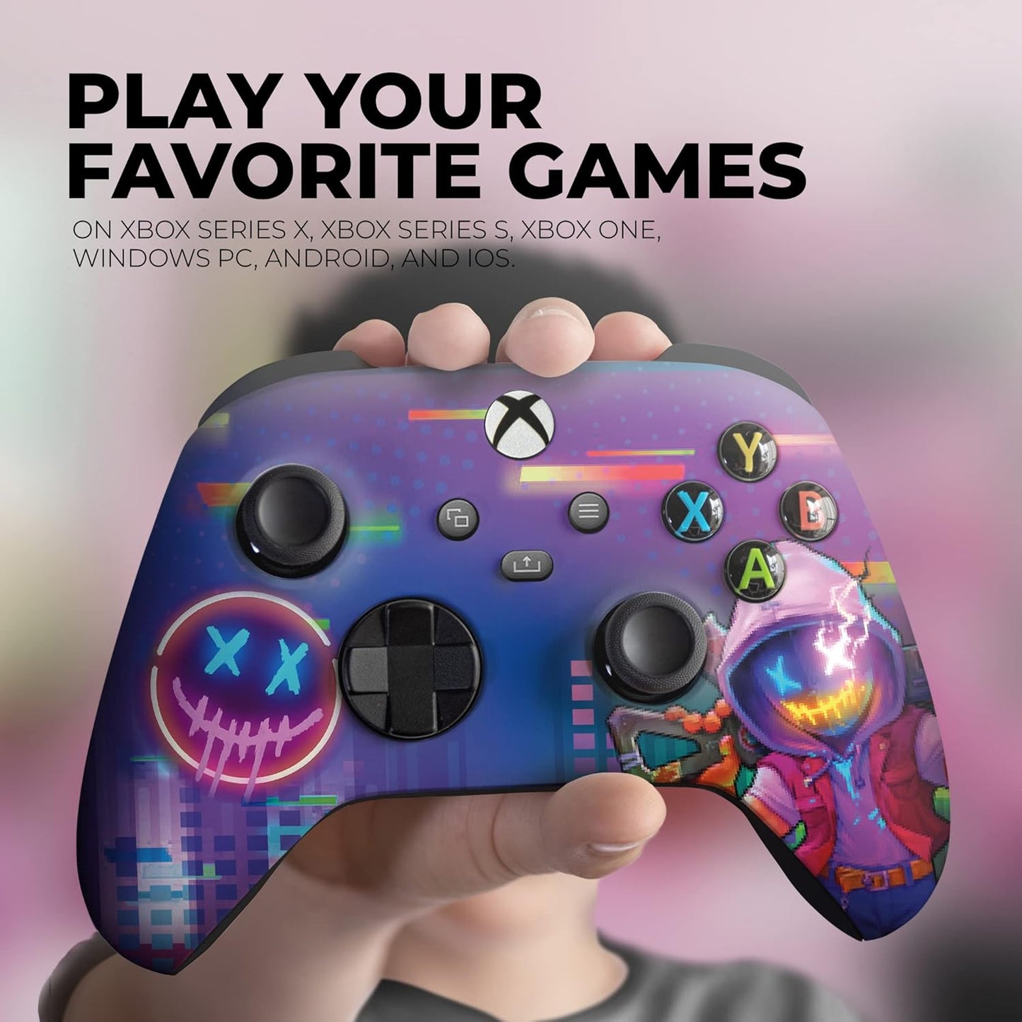 Neonabyss Custom X-Box Controller Wireless Compatible with X-Box One/Series X/S Proudly Customized in USA with Permanent HYDRO-DIP Printing (NOT JUST a SKIN)