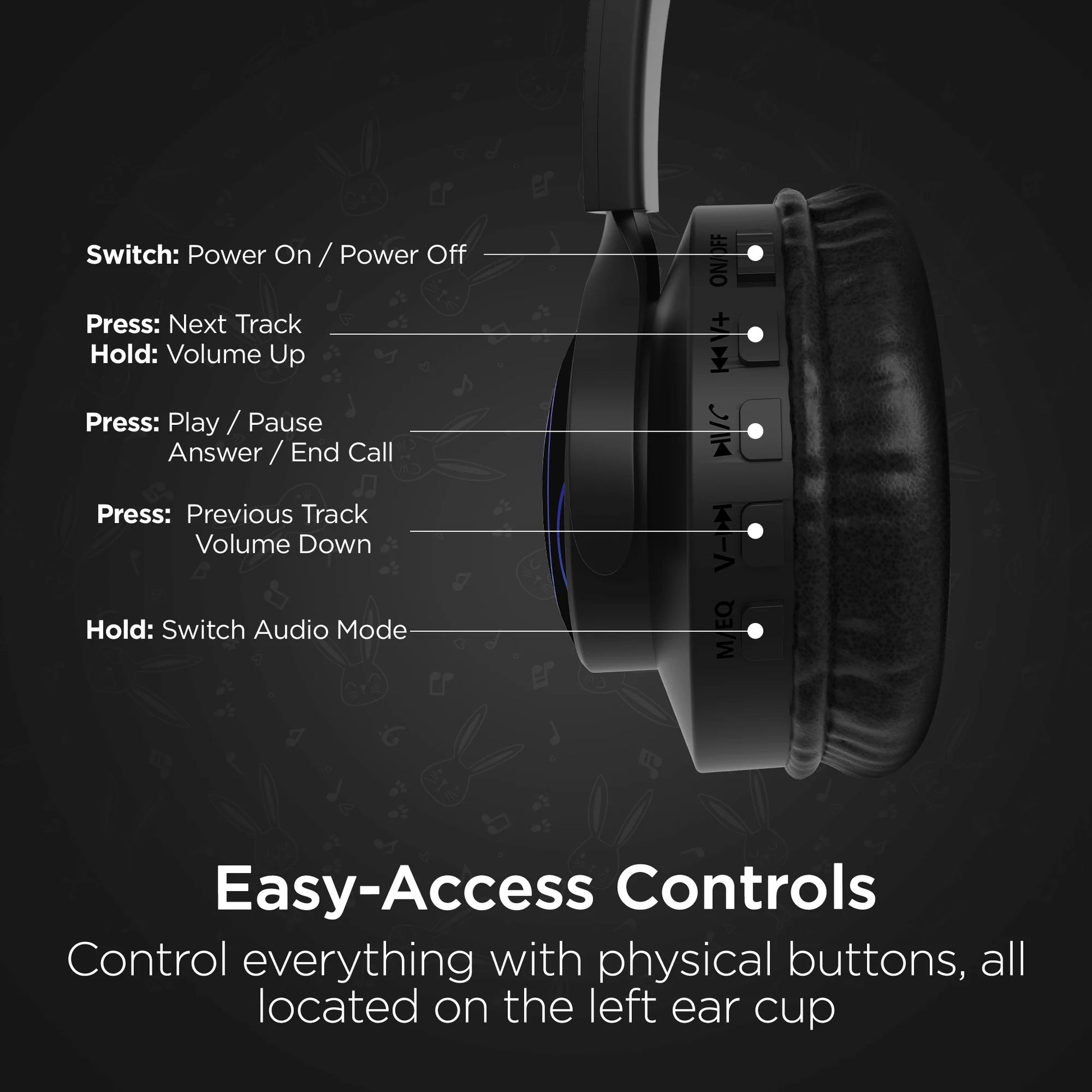 Hypergear Bunny Tracks Wireless Light-Up Headphones