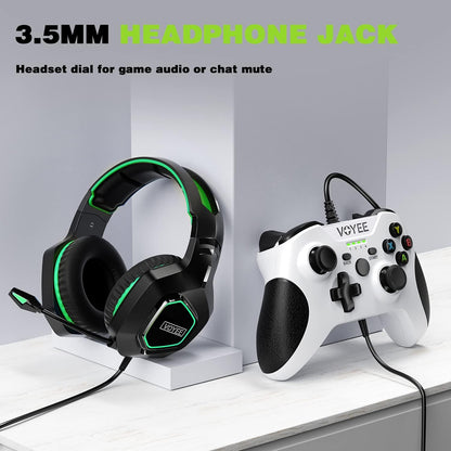 Xbox One Controller, Wired Controller Compatible with Xbox One/X/S/Pc Windows 11/10/8/7 with Headphone Jack/Double Shock - White