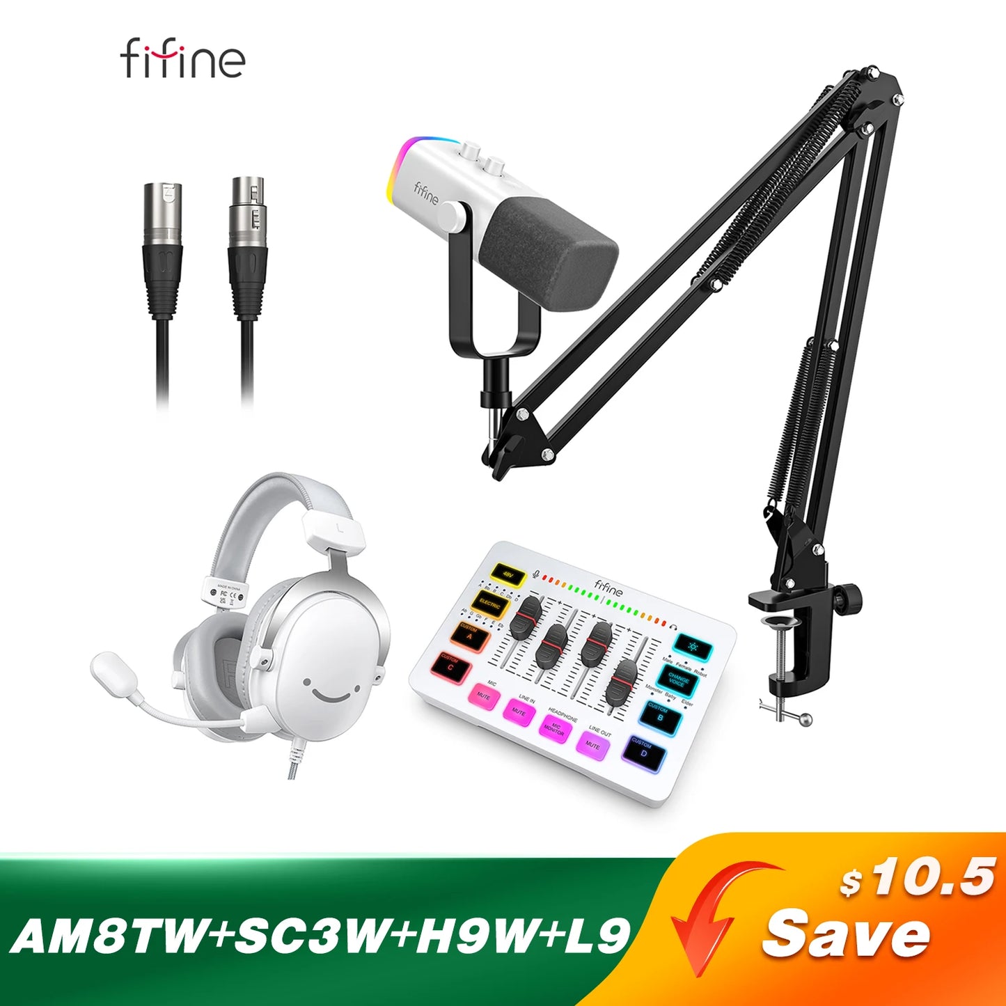 Gaming Audio Set Microphone/Mixer/Headset for Streaming Podcasting,Podcast Set for Youtube/Obs/Tiktok/X/Vk - AM8/H9/SC3