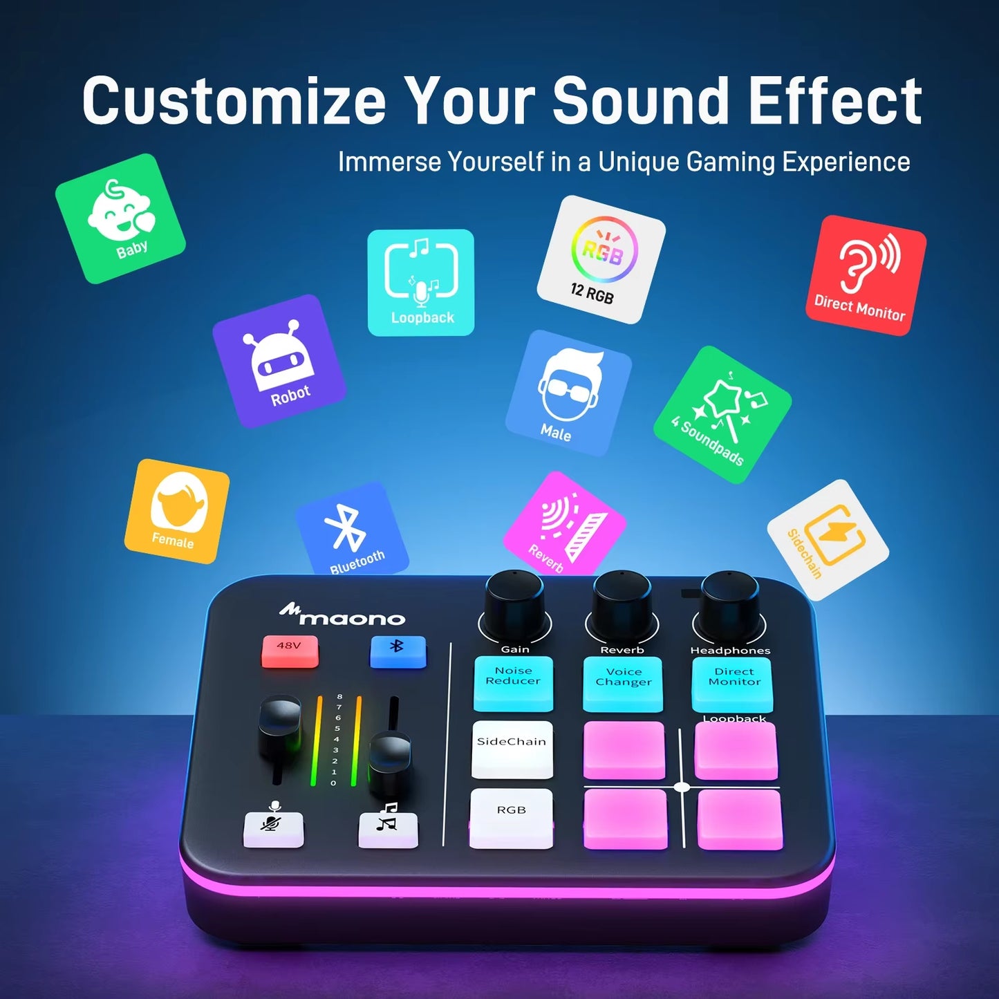 G1 NEO Interfaz De Audio Audio Mixer G1,Custom Sound Effects,Xlr Audio Interface,For Gaming Voice,Podcast