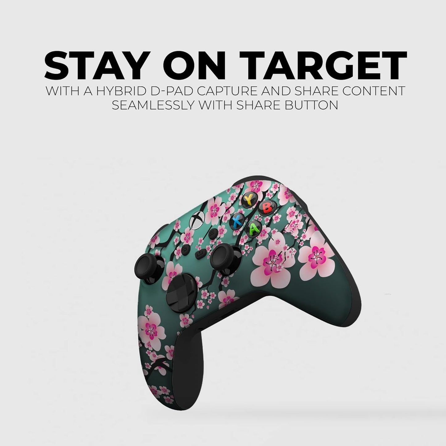 Cherry Blossom Custom X-Box Controller Wireless Compatible with X-Box One/Series X/S Proudly Customized in USA with Permanent HYDRO-DIP Printing(Not JUST a SKIN) (MODDED)