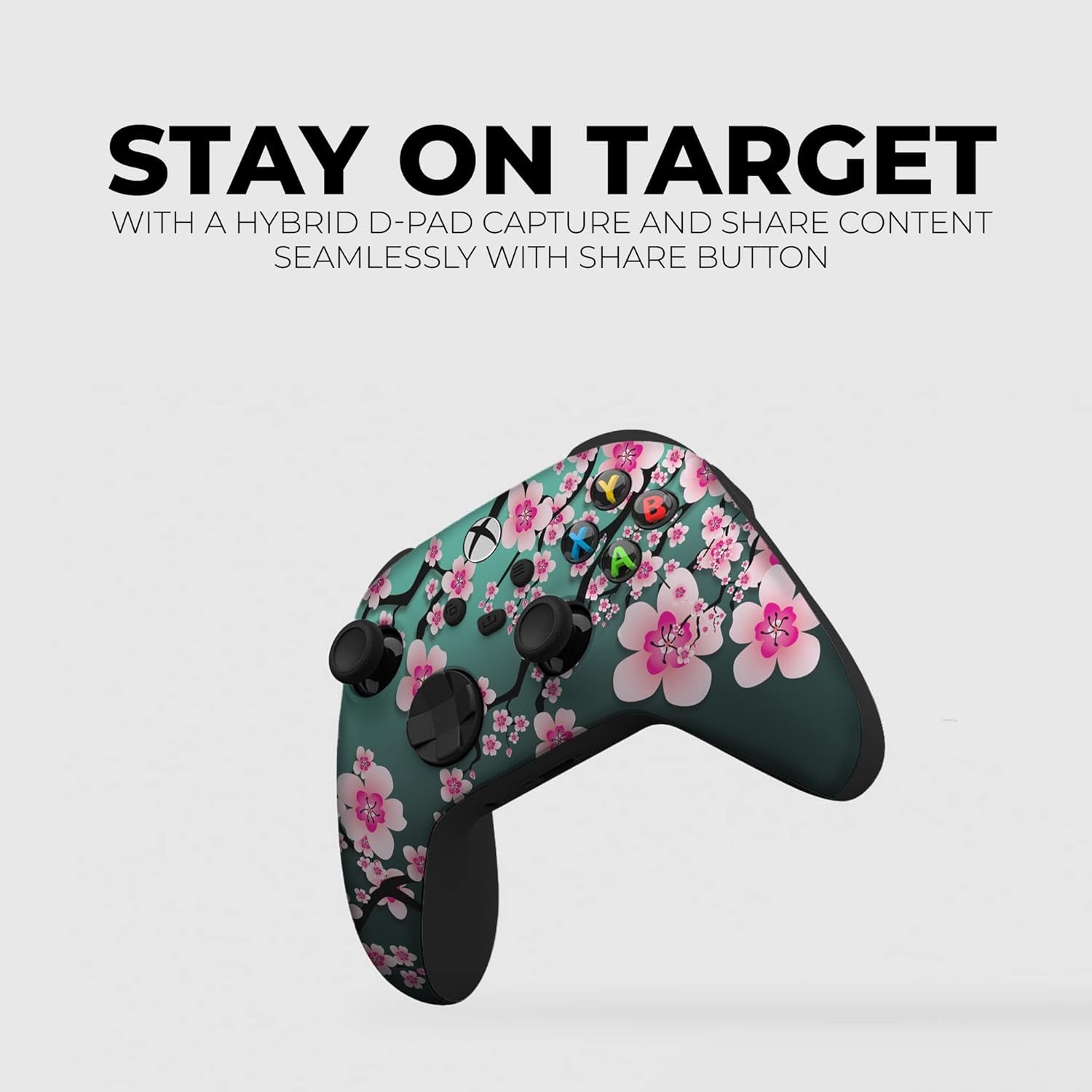 Cherry Blossom Custom X-Box Controller Wireless Compatible with X-Box One/Series X/S Proudly Customized in USA with Permanent HYDRO-DIP Printing(Not JUST a SKIN) (MODDED)