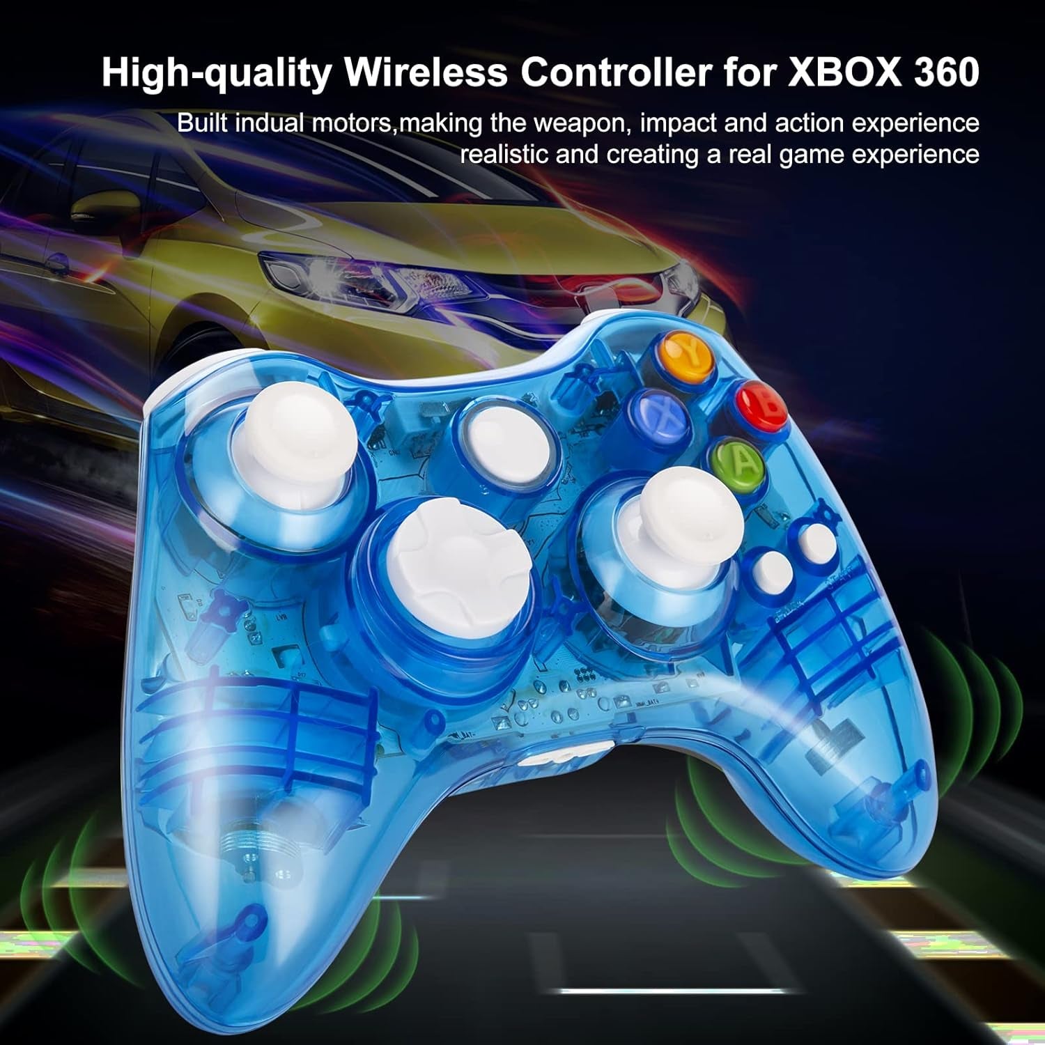 2.4GHZ Wireless Controller for Xbox 360 Controller, Wireless Remote Joystick Gamepad with USB Receiver Adapter for Xbox 360&360 Slim/Pc Windows 10 8 11 Blue