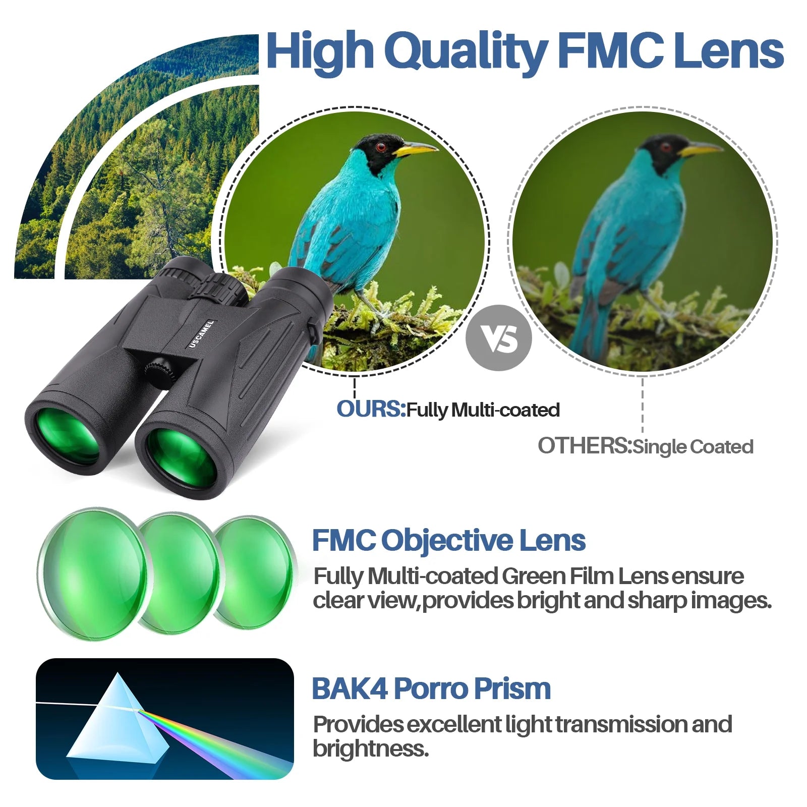 12X42 Binoculars for Adults & Kids, High-Powered Binoculars Waterproof Optics with Low-Light Night Vision for Bird Watching and Outdoor Activities