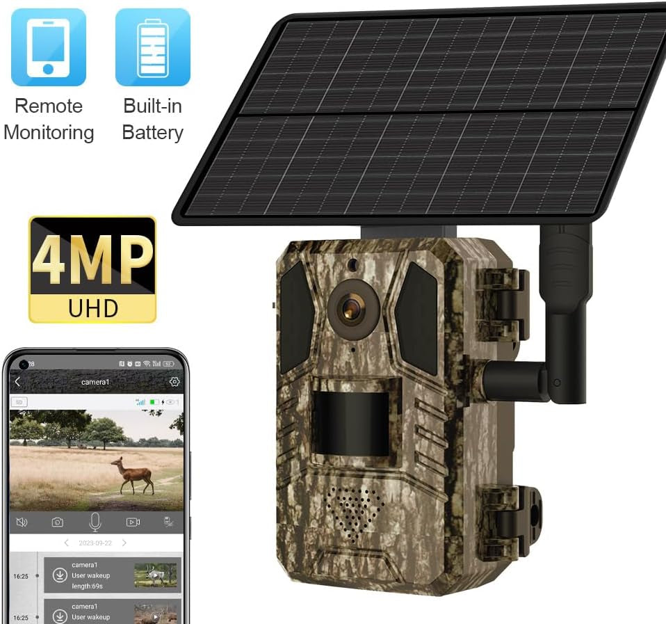 4G LTE Cellular Trail Cameras, 2K HD Live Streaming, Solar Powered Wildlife Game