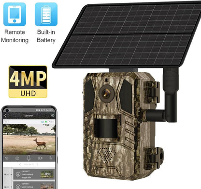 4G LTE Cellular Trail Cameras, 2K HD Live Streaming, Solar Powered Wildlife Game