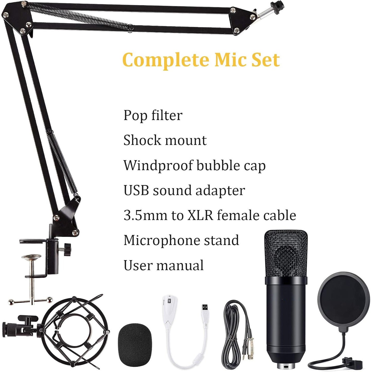 Professional Studio Recording Microphone Condenser Mic for Streaming Podcasting
