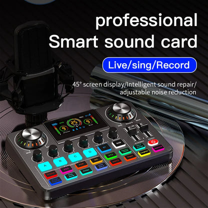 Live Broadcast Blog Equipment Live Sound Card with Microphone Set Bluetooth Audio Recording Mixer for Computer Live Streaming