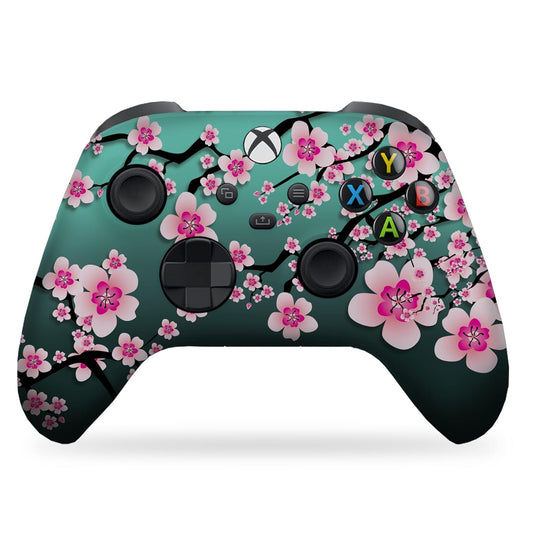 Cherry Blossom Custom X-Box Controller Wireless Compatible with X-Box One/Series X/S Proudly Customized in USA with Permanent HYDRO-DIP Printing(Not JUST a SKIN) (MODDED)
