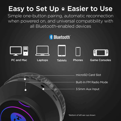 Hypergear Bunny Tracks Wireless Light-Up Headphones