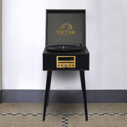 Victor Newbury 8-In-1 Music Center W Chair-Height Legs, USB Slot & AM FM Radio